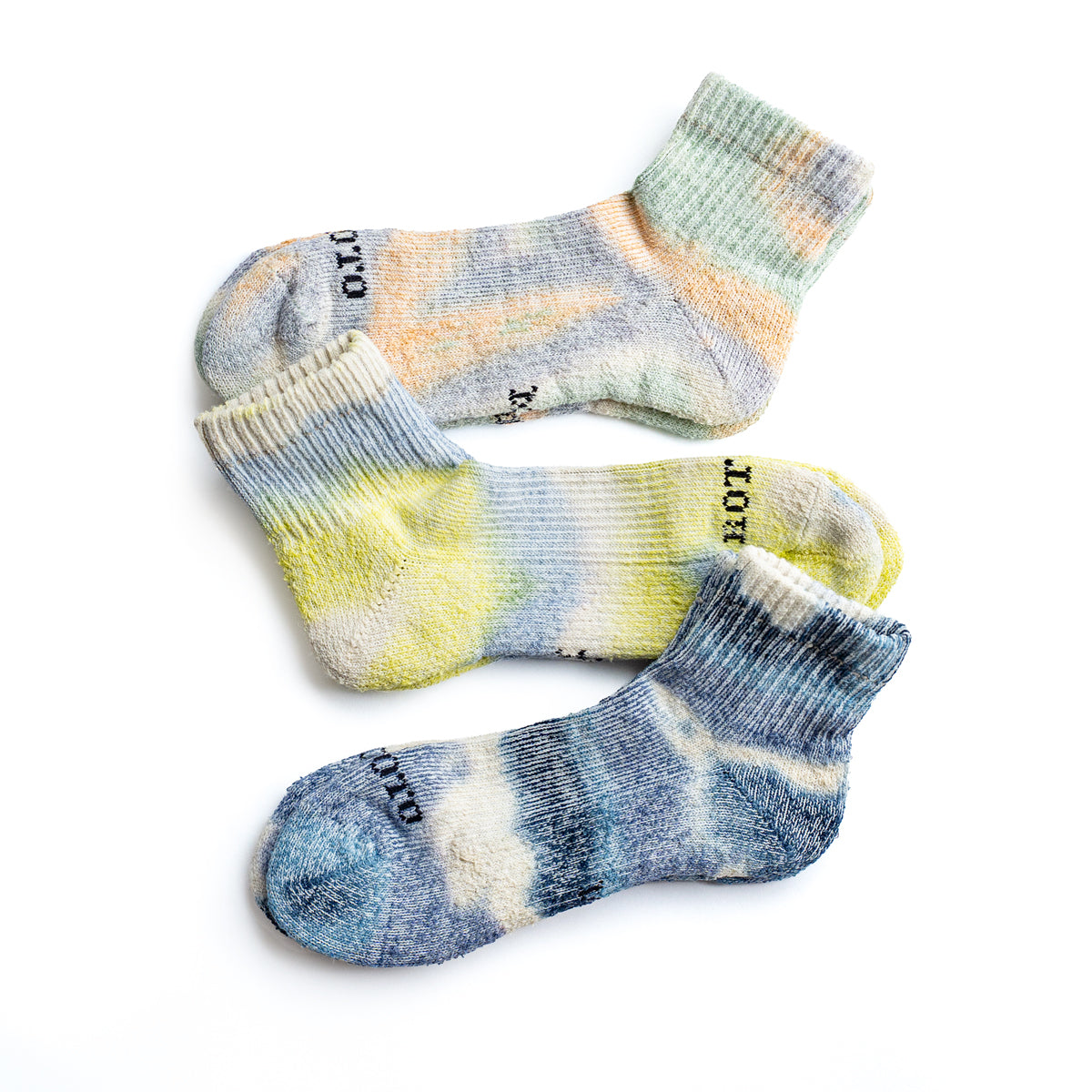ROTOTO HEMP/ORGANIC COTTON PILE ANKLE SOCKS”TIE DYE”