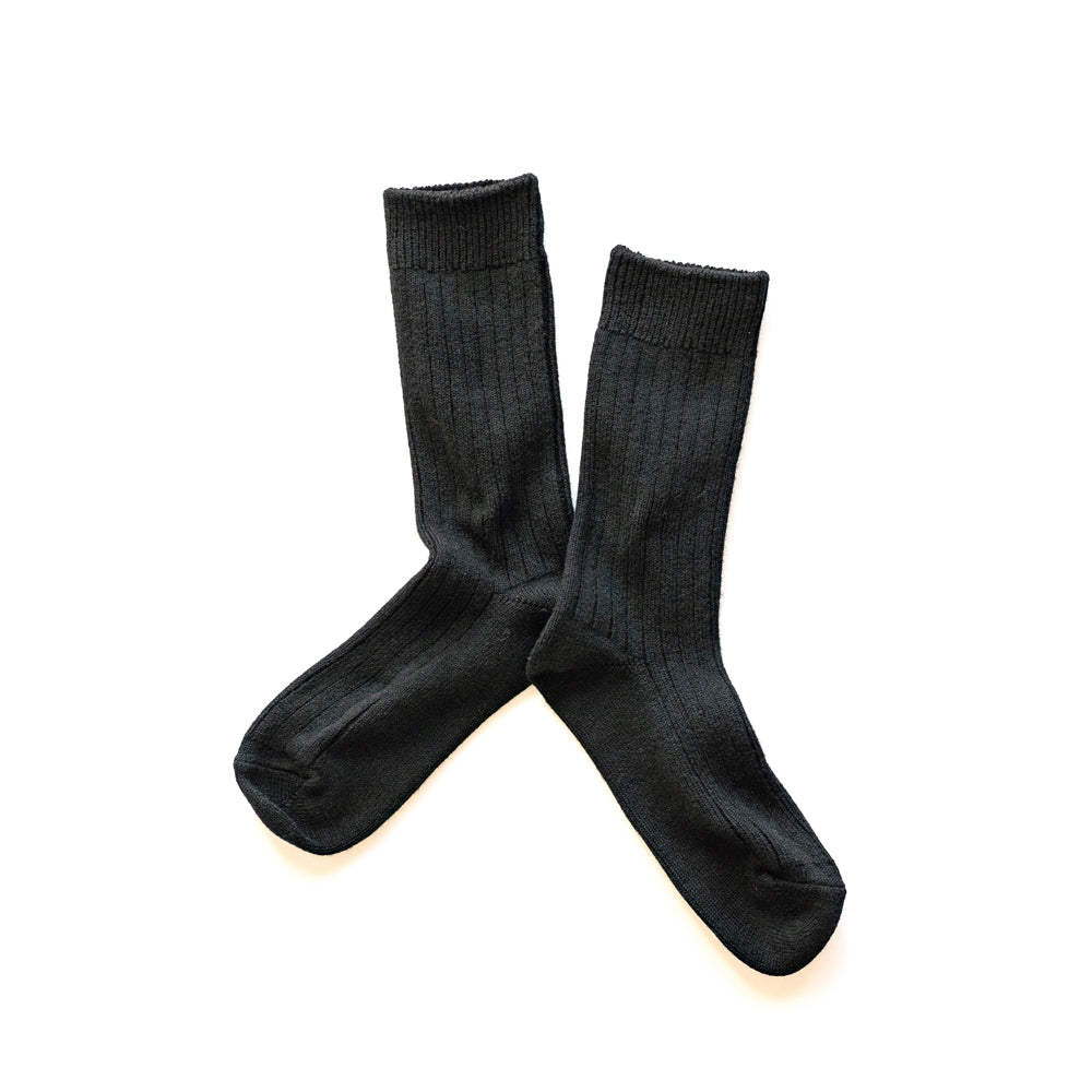 ROTOTO COTTON WOOL RIBBED CREW SOCKS