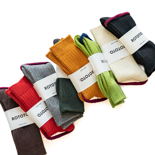 ROTOTO COTTON WOOL RIBBED CREW SOCKS