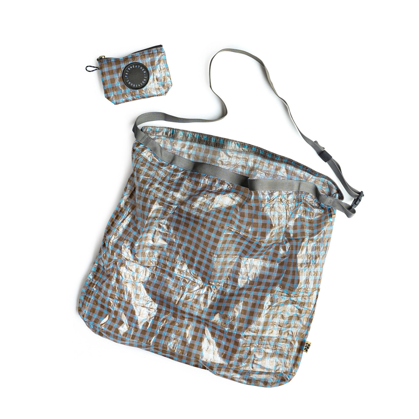 FAIRWEATHER × Friday  Packable sacoche -Dyneema  "Brown×Blue gingham"