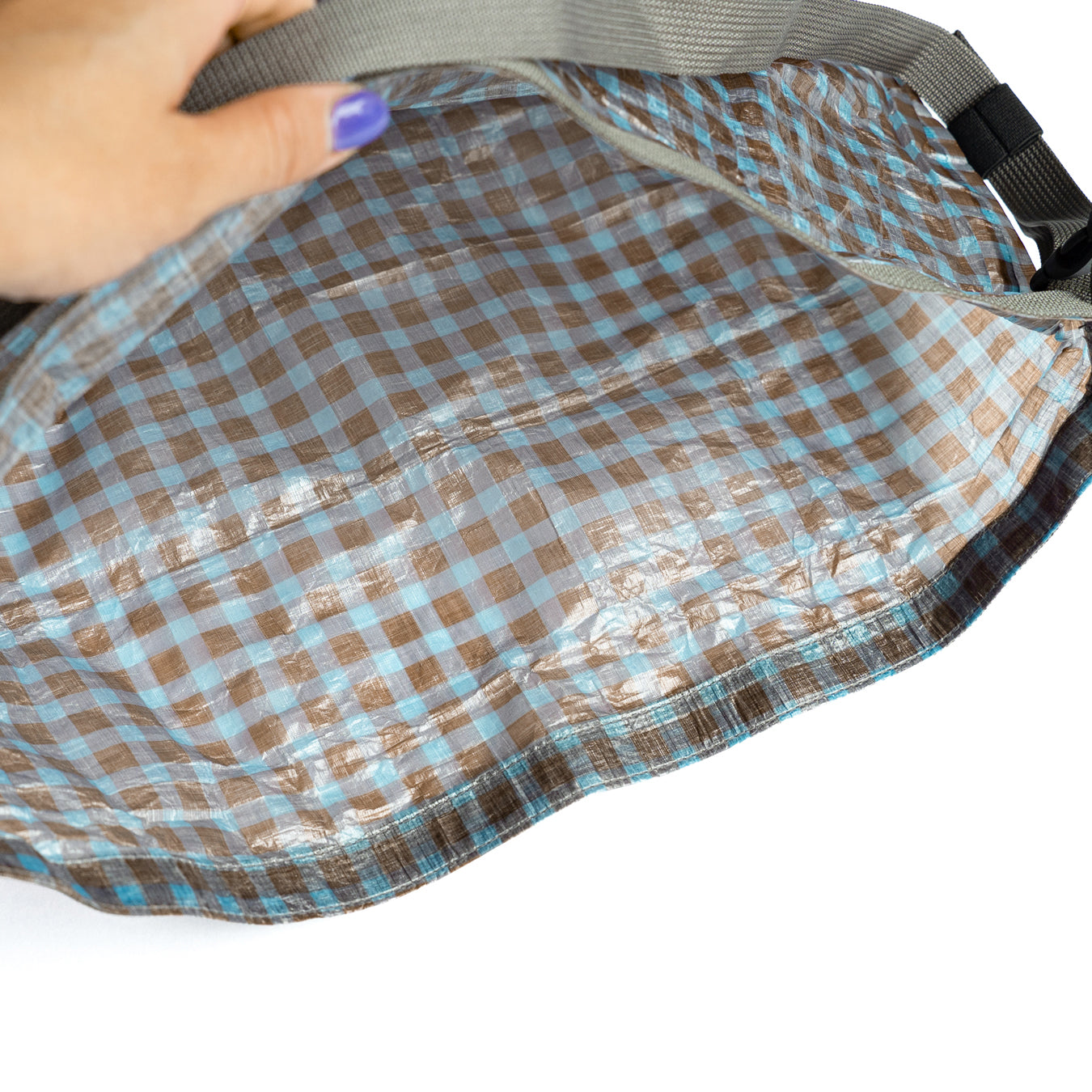 FAIRWEATHER × Friday  Packable sacoche -Dyneema  "Brown×Blue gingham"