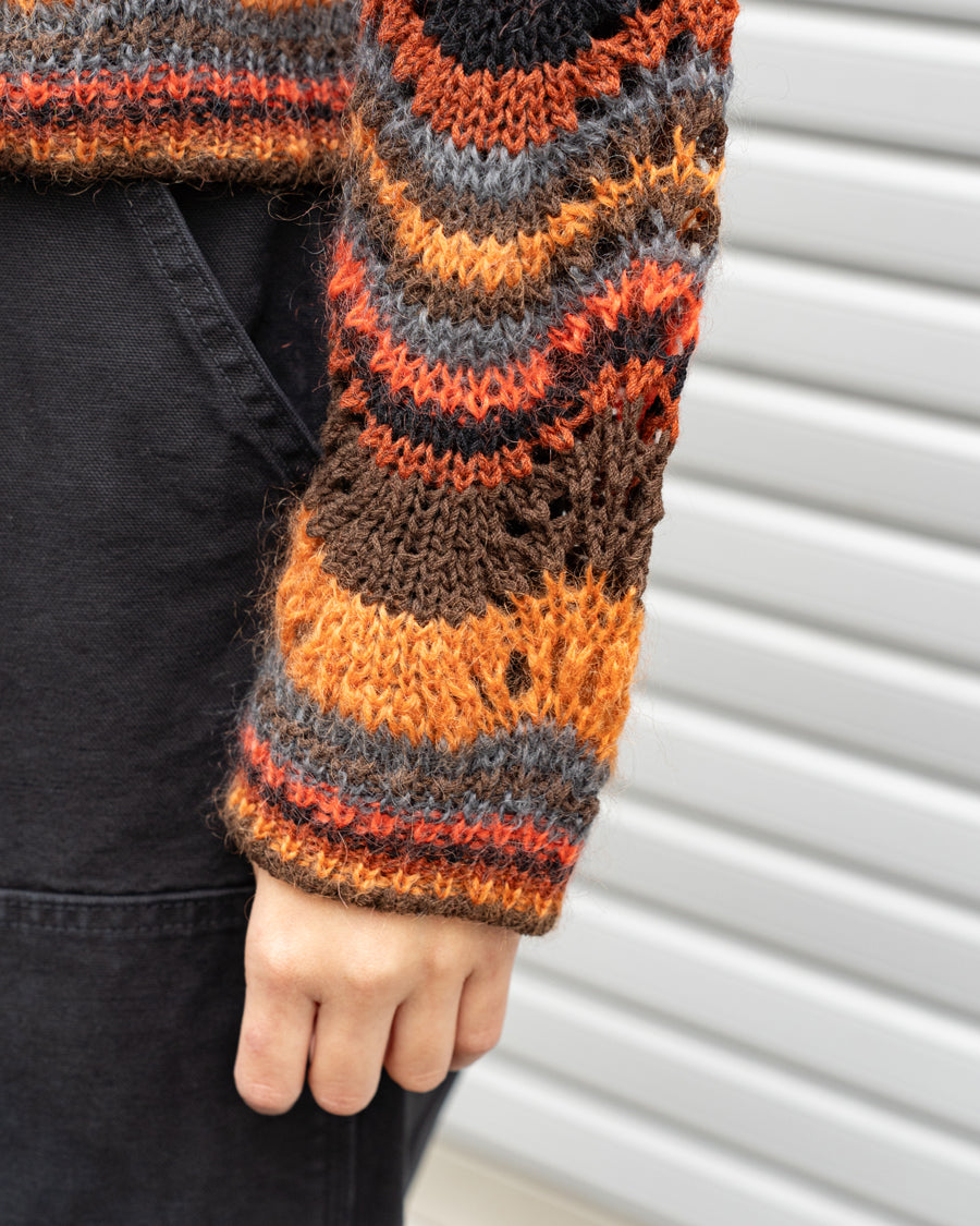 COOHEM　MOHAIR WOOL MULTI BORDER KNIT CARDIGAN