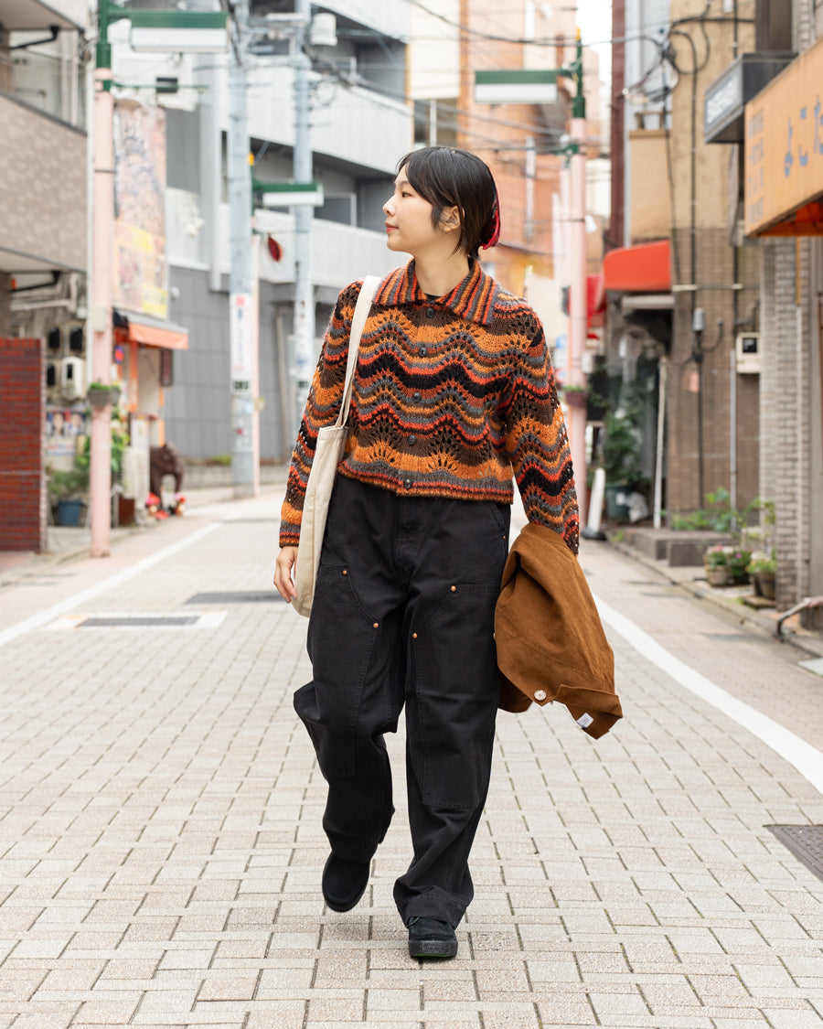 COOHEM　MOHAIR WOOL MULTI BORDER KNIT CARDIGAN