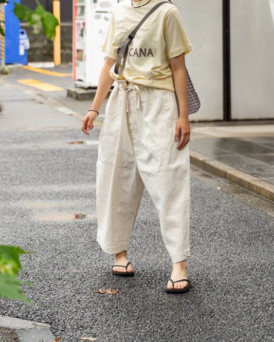 HAVERSACK  High waist wide pants -Cotton linen herringbone