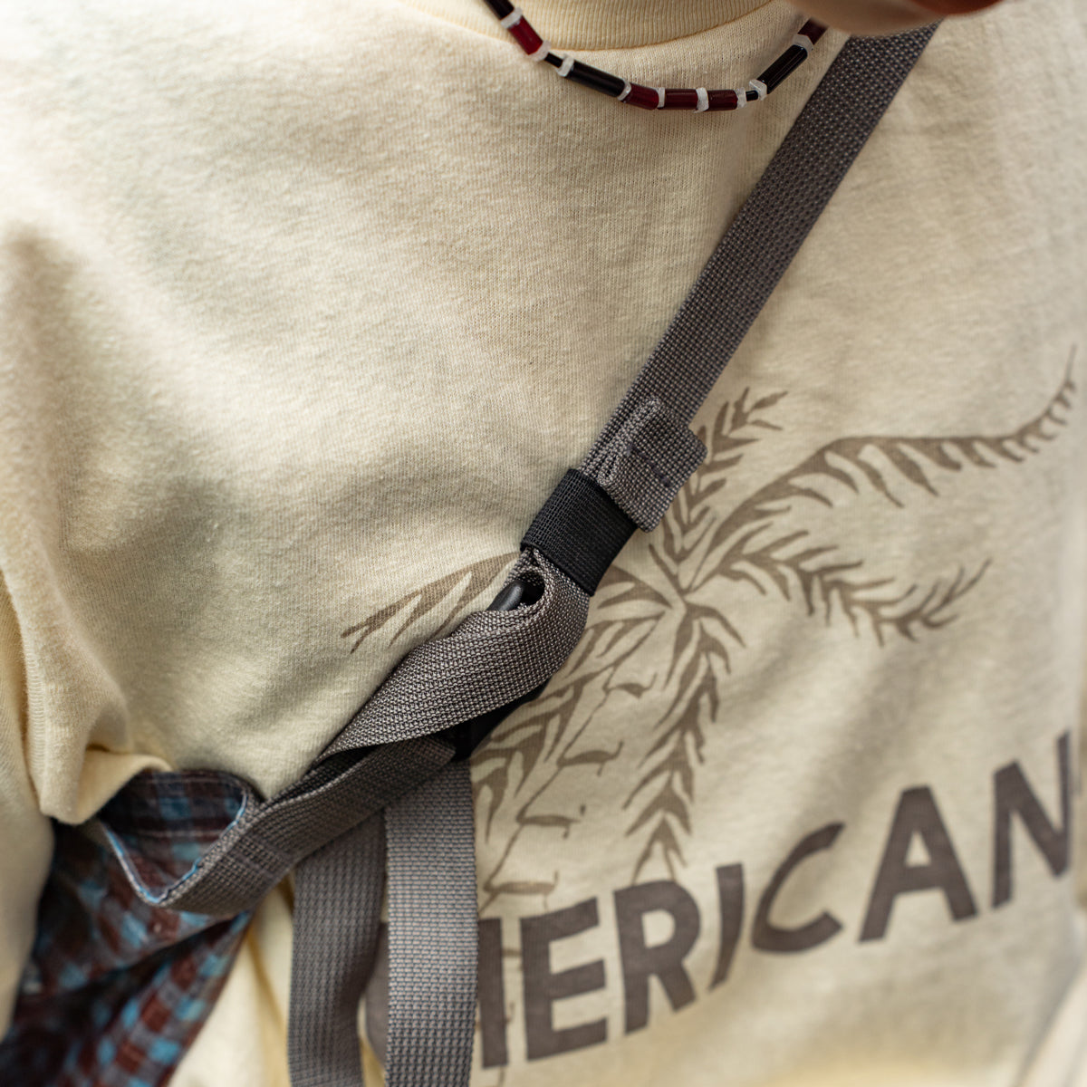 FAIRWEATHER × Friday  Packable sacoche -Dyneema  "Brown×Blue gingham"