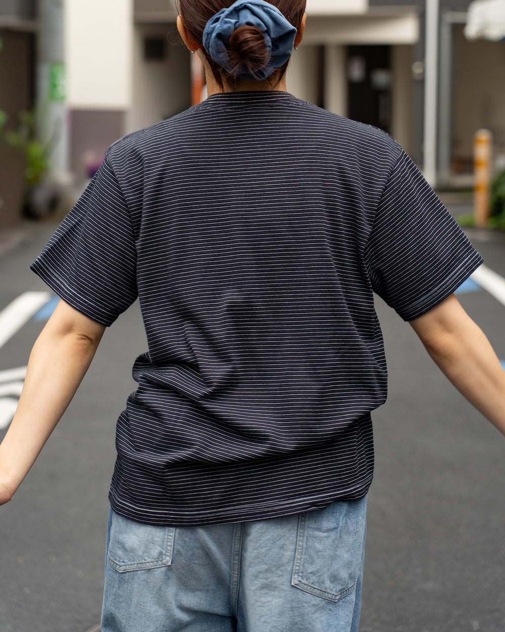 Yonetomi  GARMENT DYED BORDER T-SHIRT