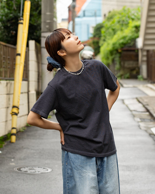 Yonetomi  GARMENT DYED BORDER T-SHIRT