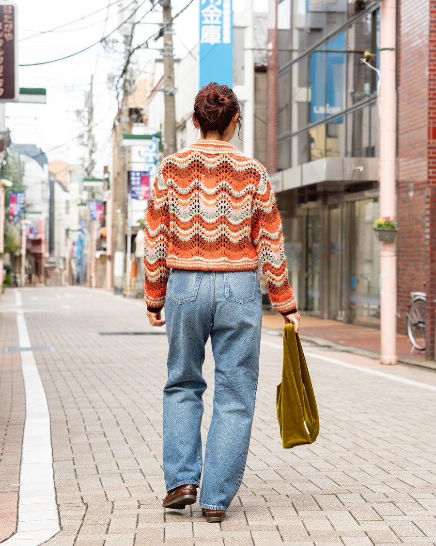 COOHEM　MOHAIR WOOL MULTI BORDER KNIT CARDIGAN