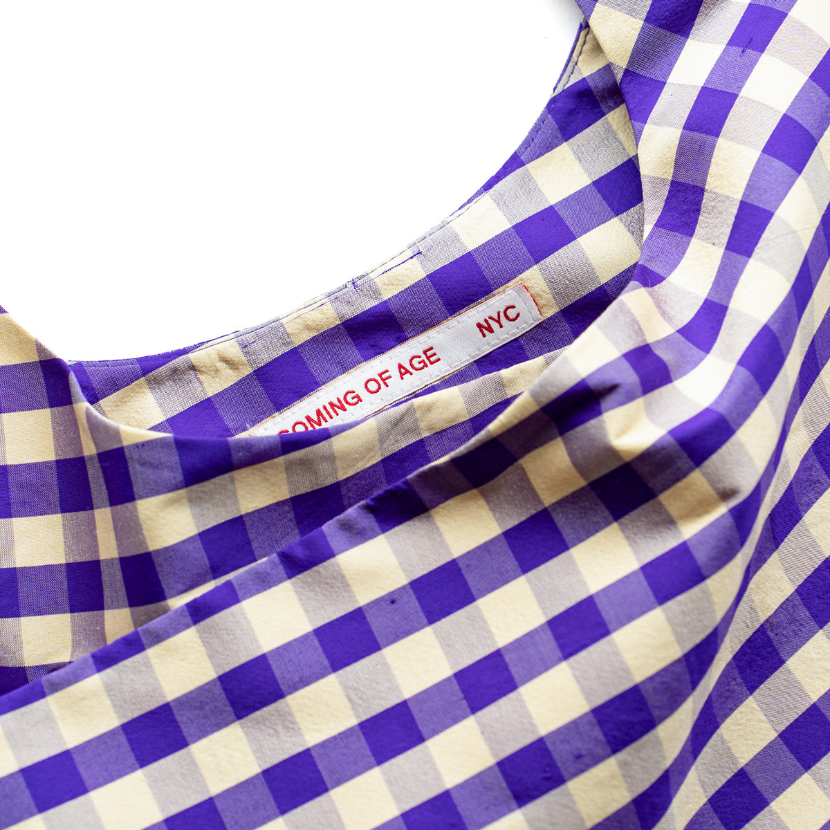 COA NYC  HOBO MINI BAG IN GINGHAM PURPLE IVORY