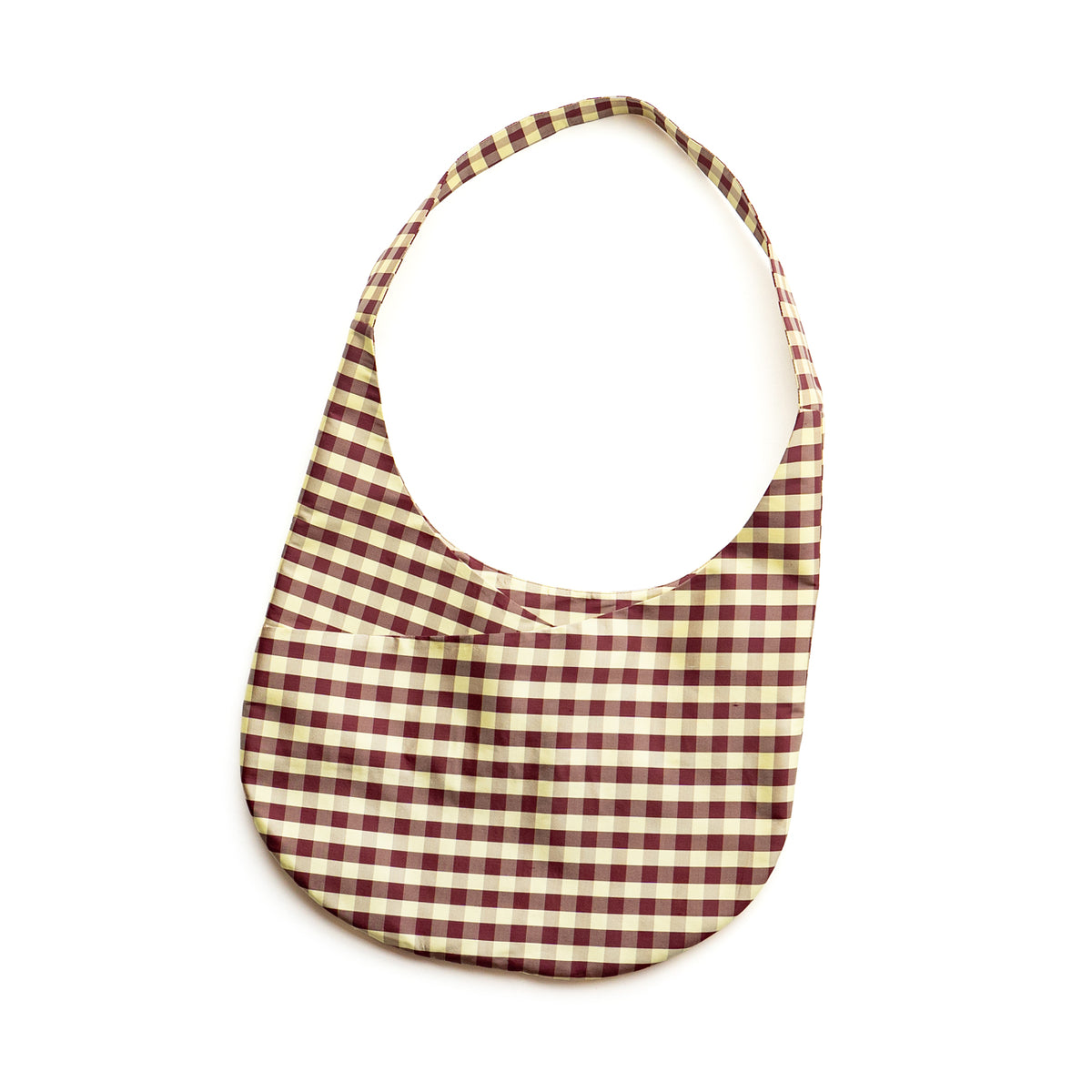 COA NYC  HOBO CROSSBODY BAG IN GINGHAM BURGANDY YELLOW