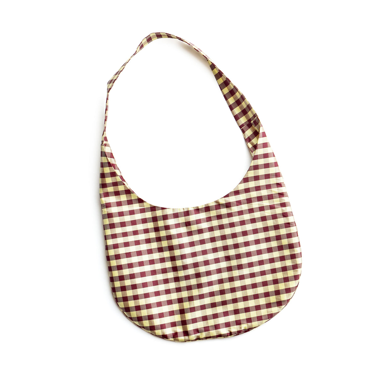 COA NYC  HOBO CROSSBODY BAG IN GINGHAM BURGANDY YELLOW