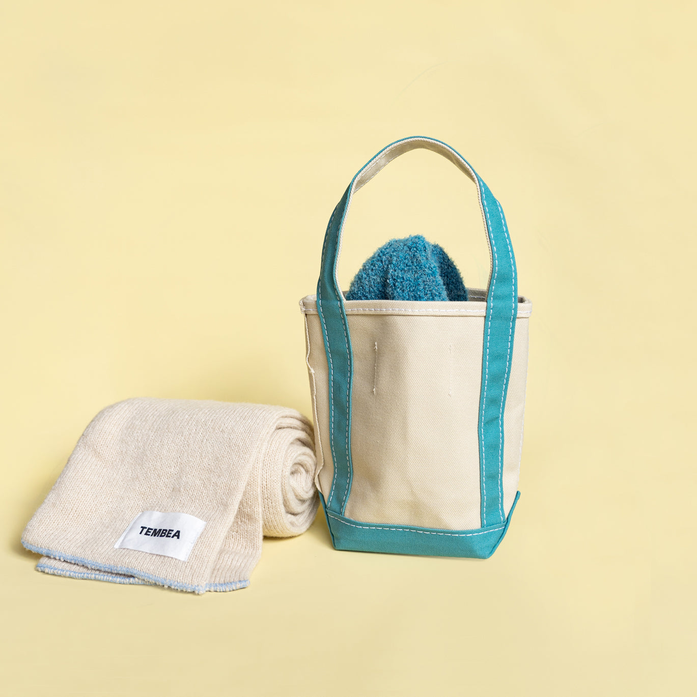 TEMBEA × Friday BAGUETTE TOTE MINI MINI "LT.BEIGE×OTHER BLUE"