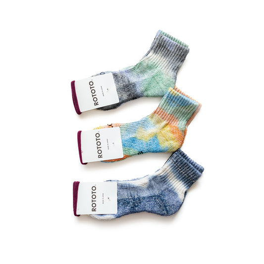 ROTOTO HEMP/ORGANIC COTTON PILE ANKLE SOCKS”TIE DYE”