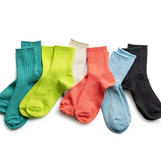 ROTOTO LINEN COTTON RIBBED ANKLE SOCKS