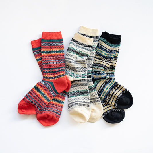 ROTOTO JACQUARD CREW SOCKS ”FAIRISLE”