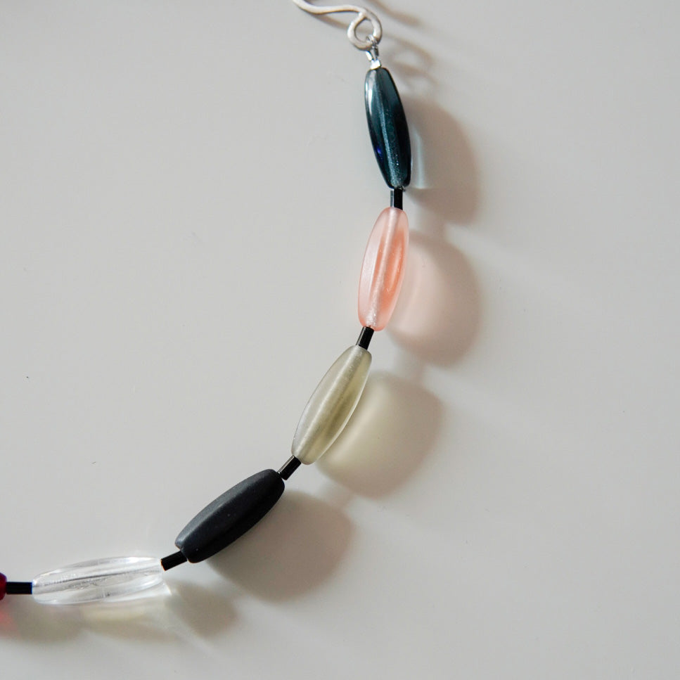 Melanie Decourcey  Multicolor Czech glass beads with onyx tubes